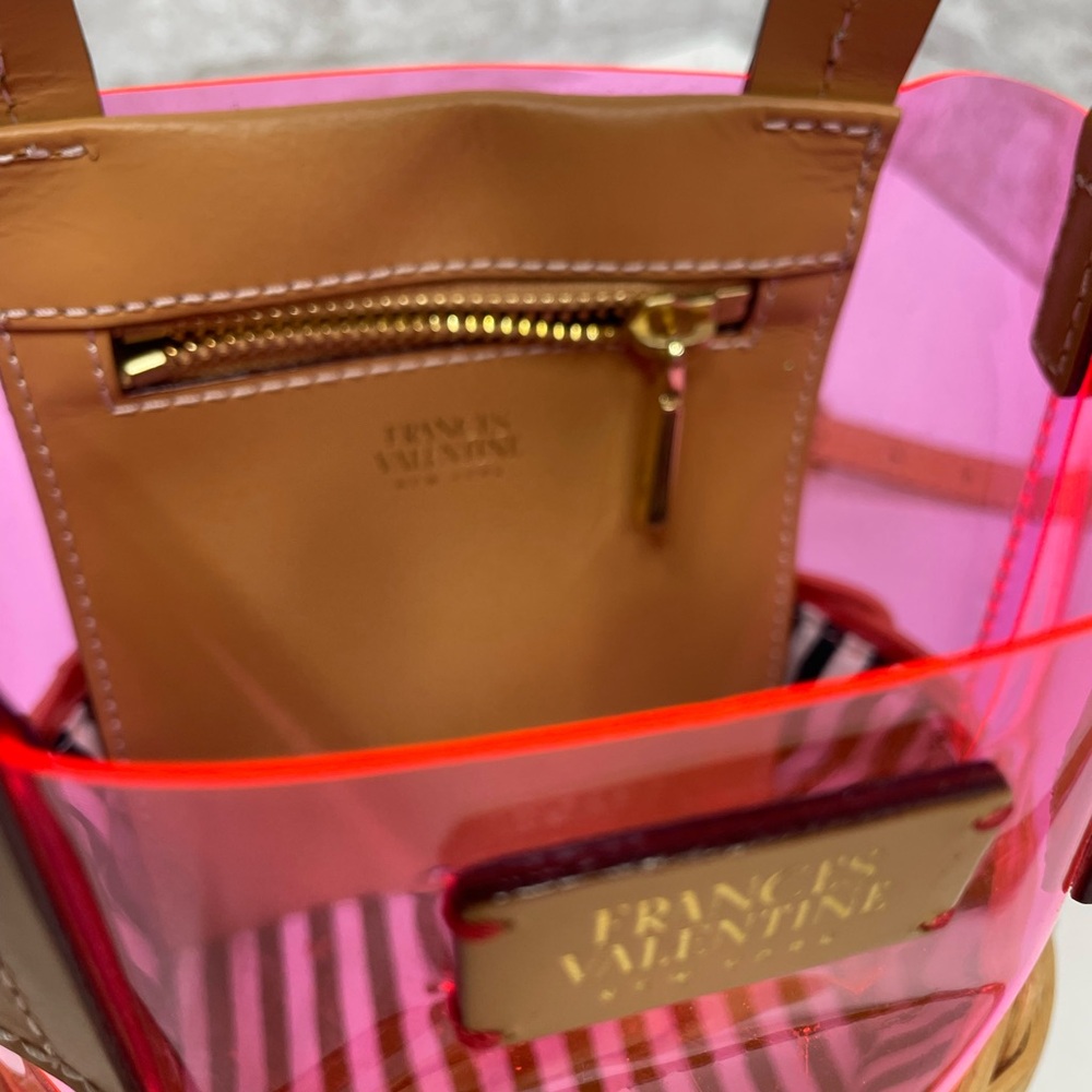 Frances Valentine Mini Basket Bucket Bag Translucent Pink Clear NWOT Rare HTF - Picture 5 of 8